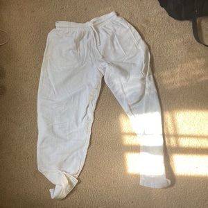 White Lightweight Drawstring Pants